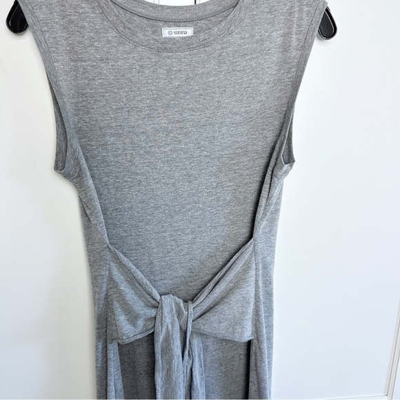SUSINA Sleeveless Gray T-shirt Tie Waist Dress Cotton Blend Small - Picture 6 of 13